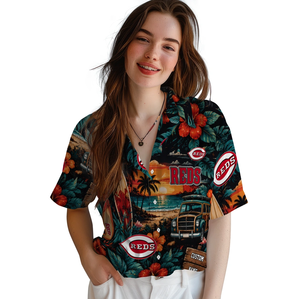 cincinnati-reds-hawaiian-shirt-customized-scenic-collage-black-green-latest-model