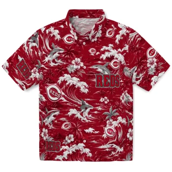 Cincinnati Reds Hawaiian Shirt - Personalized Wave Florals Red