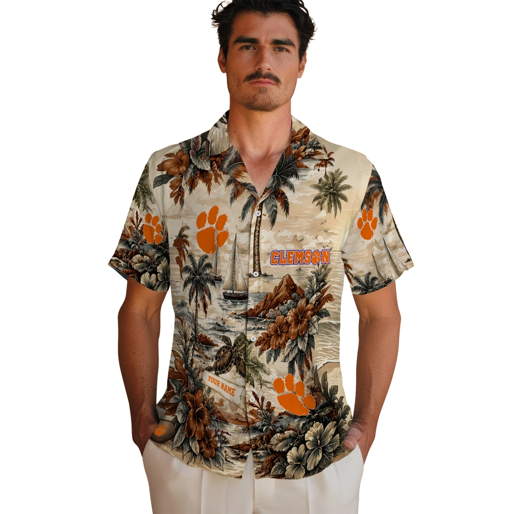 clemson-tigers-hawaiian-shirt-customized-island-voyage-orange-beige-fashion-forward