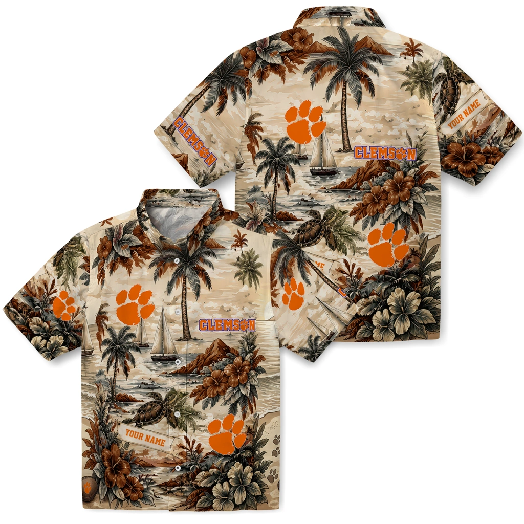 clemson-tigers-hawaiian-shirt-customized-island-voyage-orange-beige-high-quality