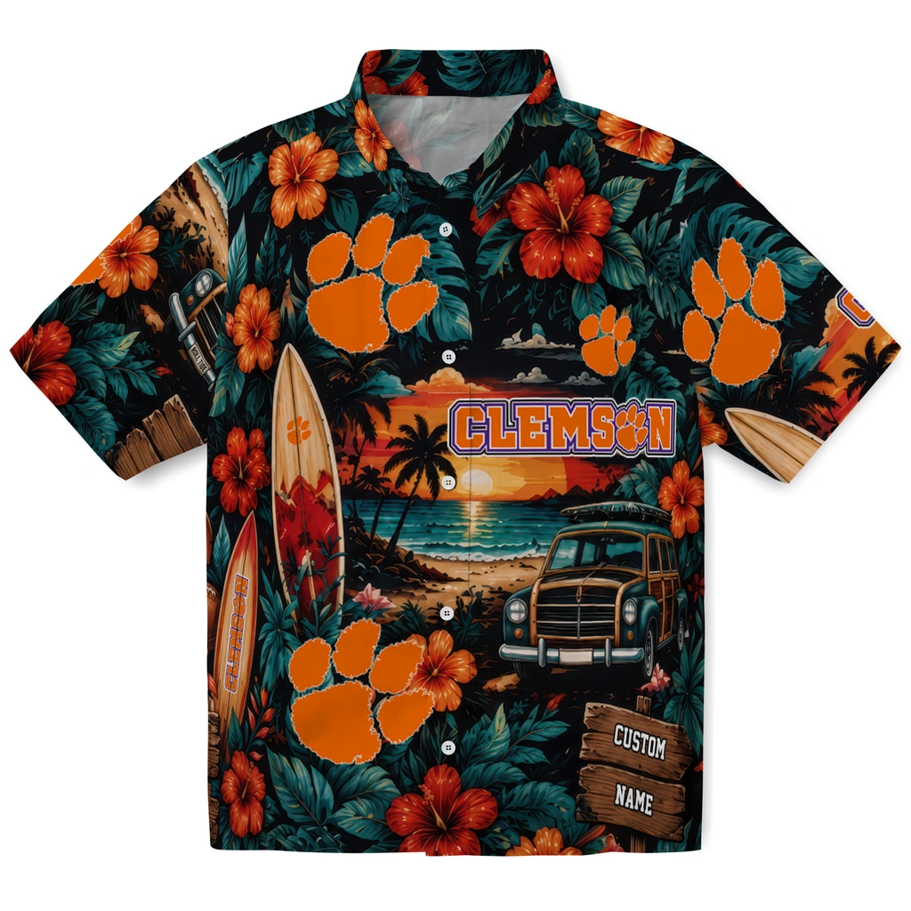 clemson-tigers-hawaiian-shirt-personalized-scenic-collage-black-green-best-selling clemson tigers hawaiian shirt personalized scenic collage black green best selling