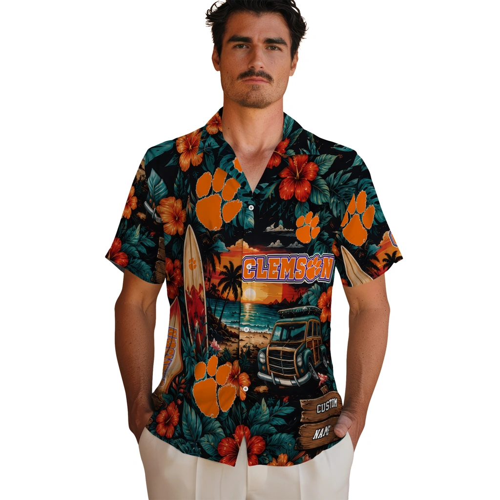 clemson-tigers-hawaiian-shirt-personalized-scenic-collage-black-green-fashion-forward