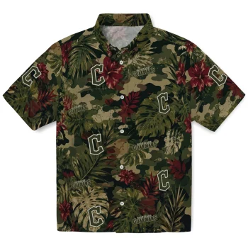 Cleveland Guardians Hawaiian Shirt - Custom Foliage Camo Dark Olive Green