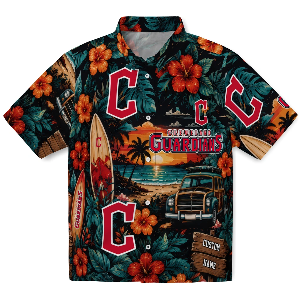 cleveland-guardians-hawaiian-shirt-personalized-scenic-collage-black-green-best-selling cleveland guardians hawaiian shirt personalized scenic collage black green best selling