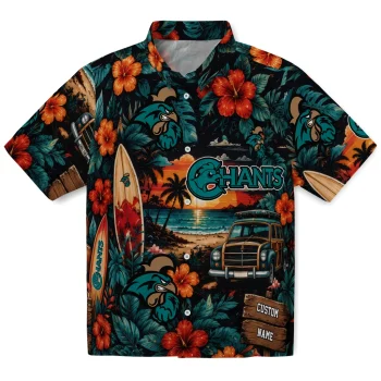 Coastal Carolina Chanticleers Hawaiian Shirt - Custom Scenic Collage Black Green