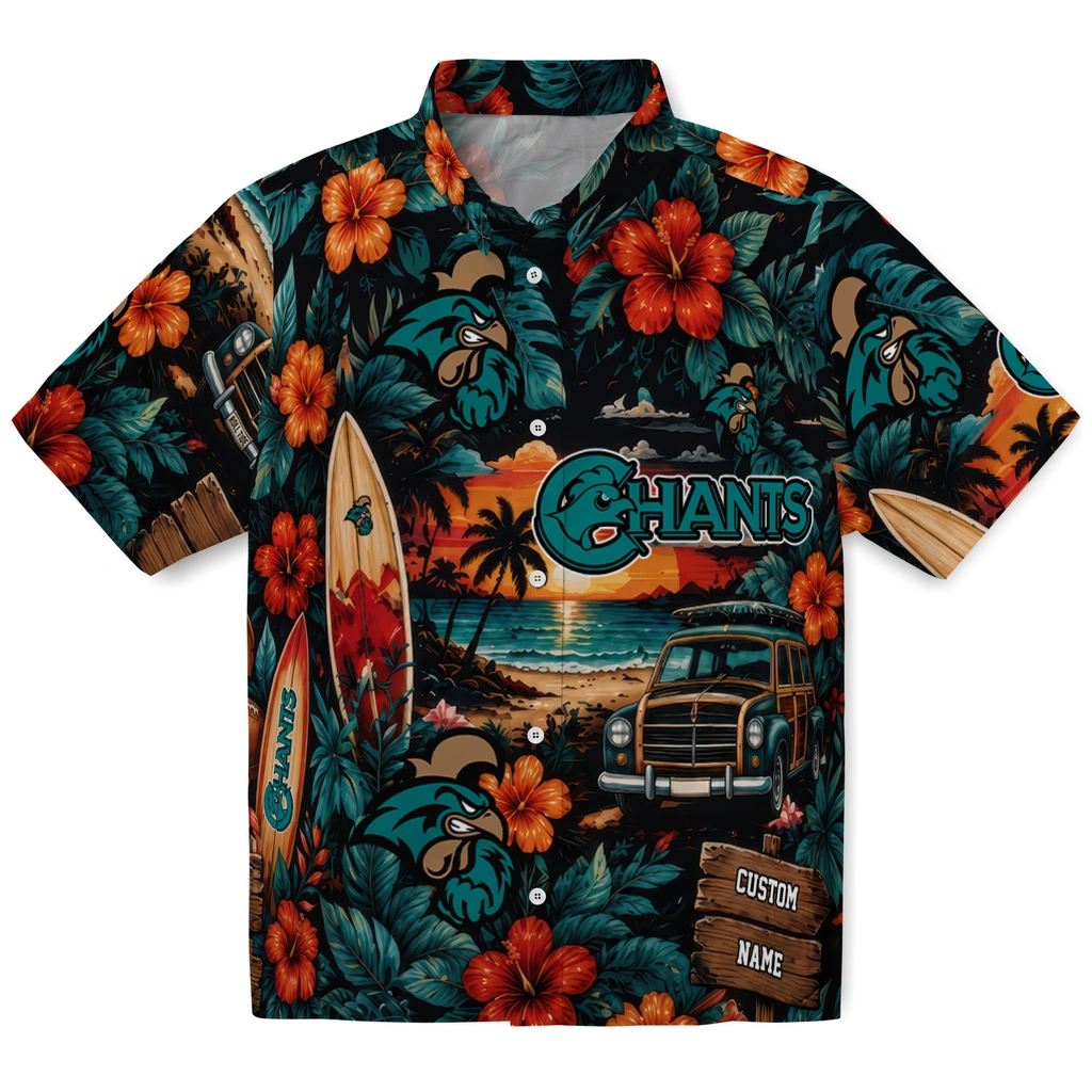 coastal-carolina-chanticleers-hawaiian-shirt-custom-scenic-collage-black-green-best-selling coastal carolina chanticleers hawaiian shirt custom scenic collage black green best selling