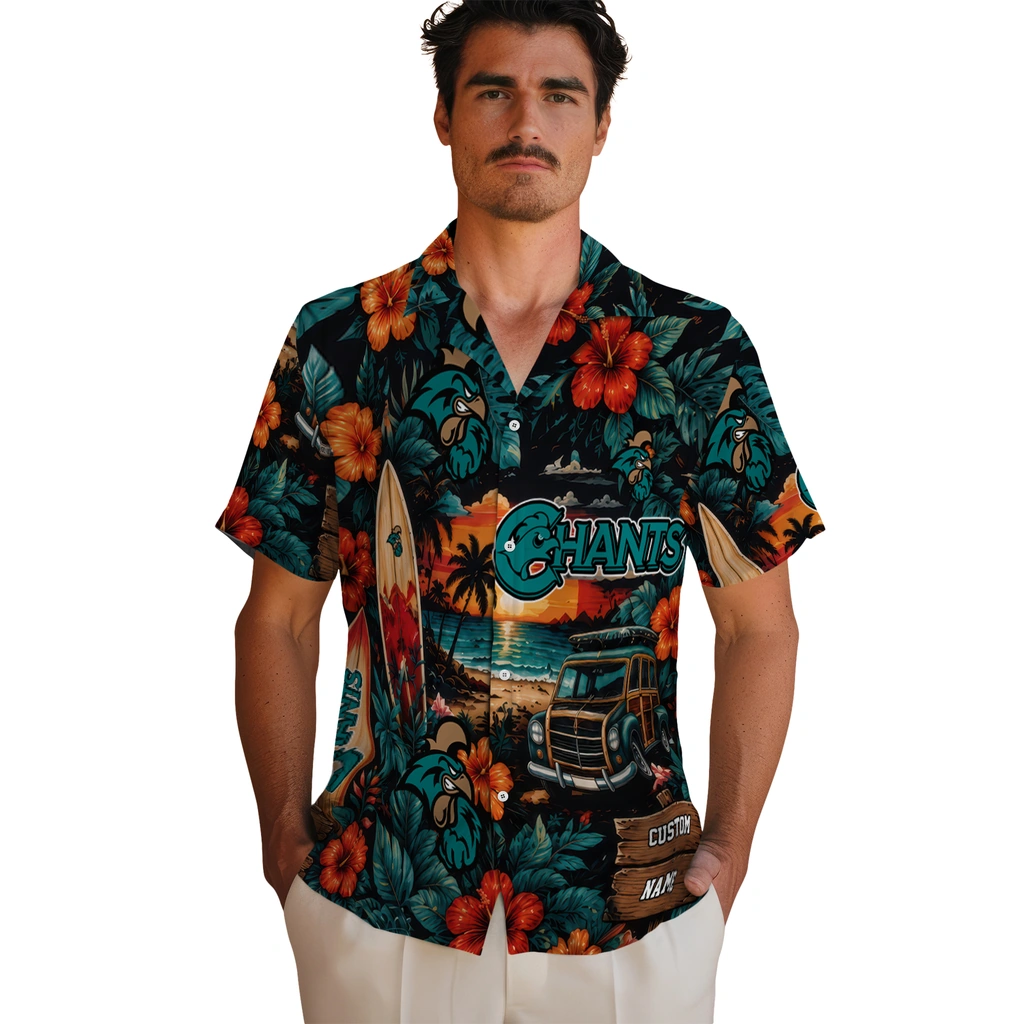 coastal-carolina-chanticleers-hawaiian-shirt-custom-scenic-collage-black-green-fashion-forward