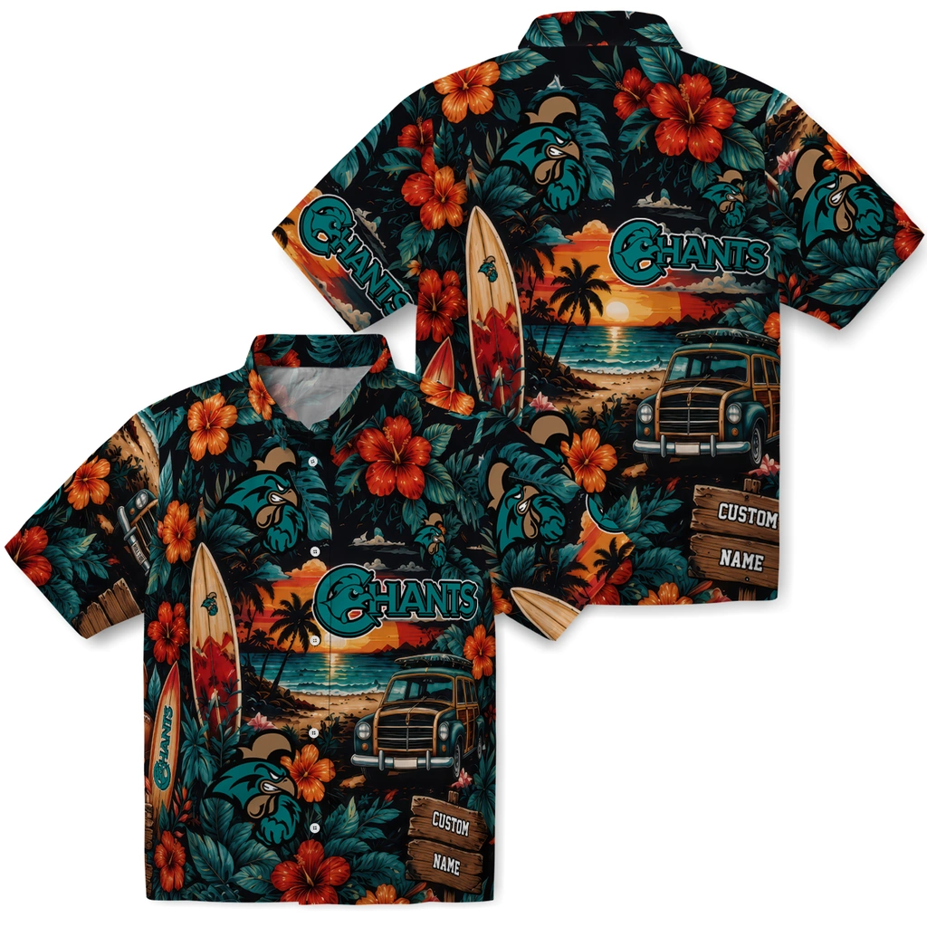 coastal-carolina-chanticleers-hawaiian-shirt-custom-scenic-collage-black-green-high-quality