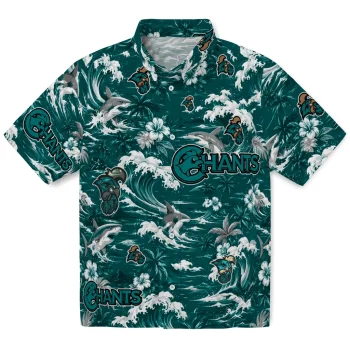 Coastal Carolina Chanticleers Hawaiian Shirt - Customized Wave Florals Green