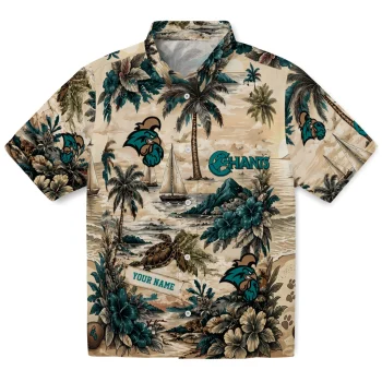 Coastal Carolina Chanticleers Hawaiian Shirt - Personalized Island Voyage Green Beige