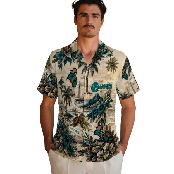 coastal-carolina-chanticleers-hawaiian-shirt-personalized-island-voyage-green-beige-fashion-forward