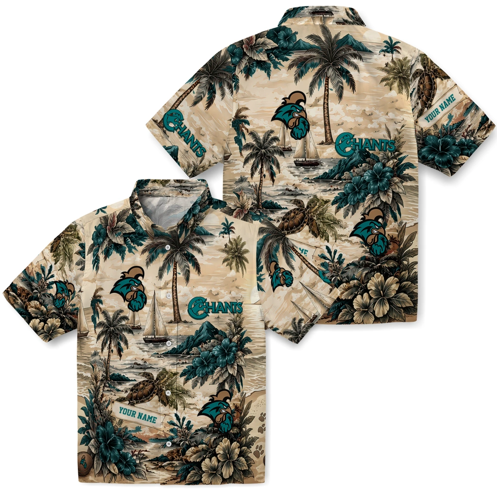 coastal-carolina-chanticleers-hawaiian-shirt-personalized-island-voyage-green-beige-high-quality