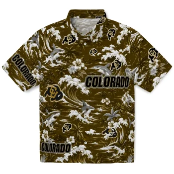 Colorado Buffaloes Hawaiian Shirt - Custom Wave Florals Gold