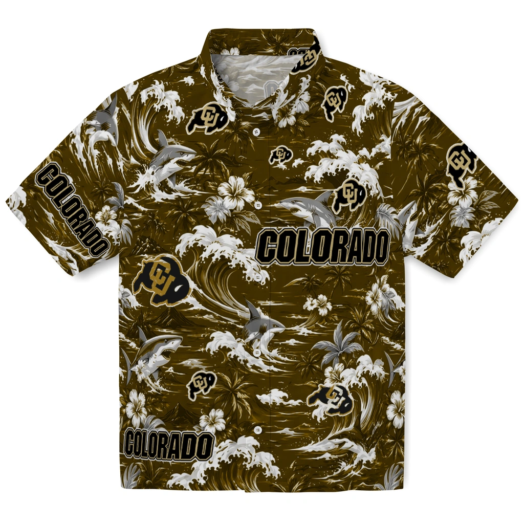 colorado-buffaloes-hawaiian-shirt-custom-wave-florals-gold-best-selling colorado buffaloes hawaiian shirt custom wave florals gold best selling