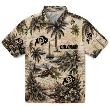 Colorado Buffaloes Hawaiian Shirt - Customized Island Voyage Gold Beige