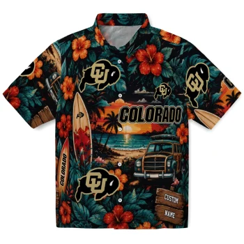 Colorado Buffaloes Hawaiian Shirt - Personalized Scenic Collage Black Green