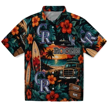 Colorado Rockies Hawaiian Shirt - Custom Scenic Collage Black Green