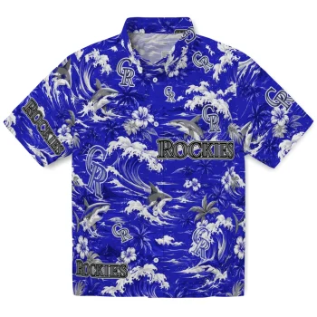Colorado Rockies Hawaiian Shirt - Customized Wave Florals Blue