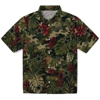 Dallas Cowboys Hawaiian Shirt - Customized Foliage Camo Dark Olive Green