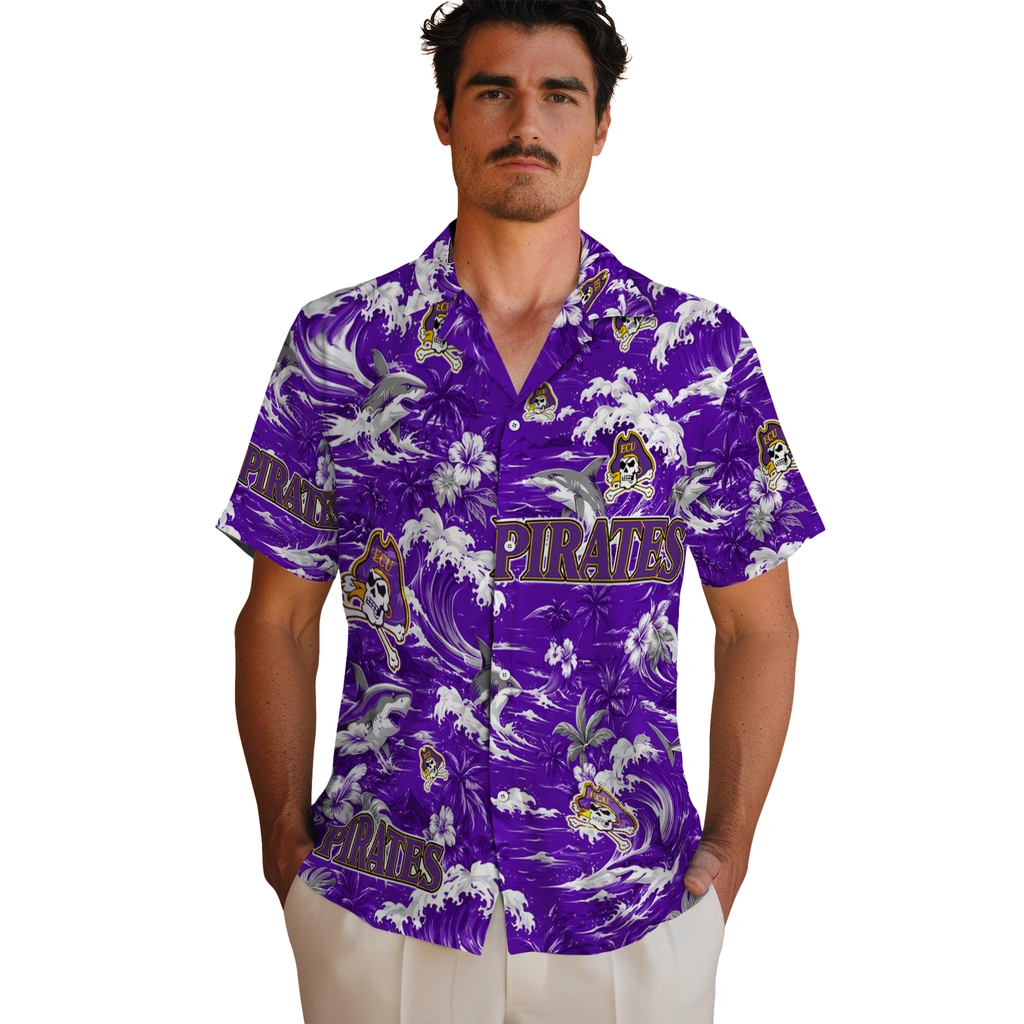 east-carolina-pirates-hawaiian-shirt-custom-wave-florals-purple-fashion-forward