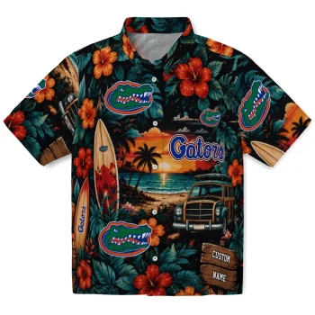 Florida Gators Hawaiian Shirt - Customized Scenic Collage Black Green
