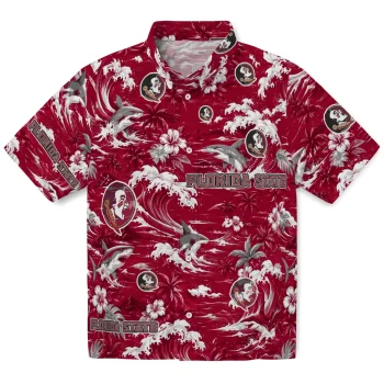 Florida State Seminoles Hawaiian Shirt - Custom Wave Florals Garnet