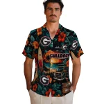 georgia-bulldogs-hawaiian-shirt-custom-scenic-collage-black-green-best-selling