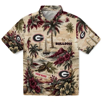 Georgia Bulldogs Hawaiian Shirt - Personalized Island Voyage Red Beige