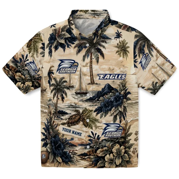 georgia-southern-eagles-hawaiian-shirt-custom-island-voyage-blue-beige-best-selling georgia southern eagles hawaiian shirt custom island voyage blue beige best selling