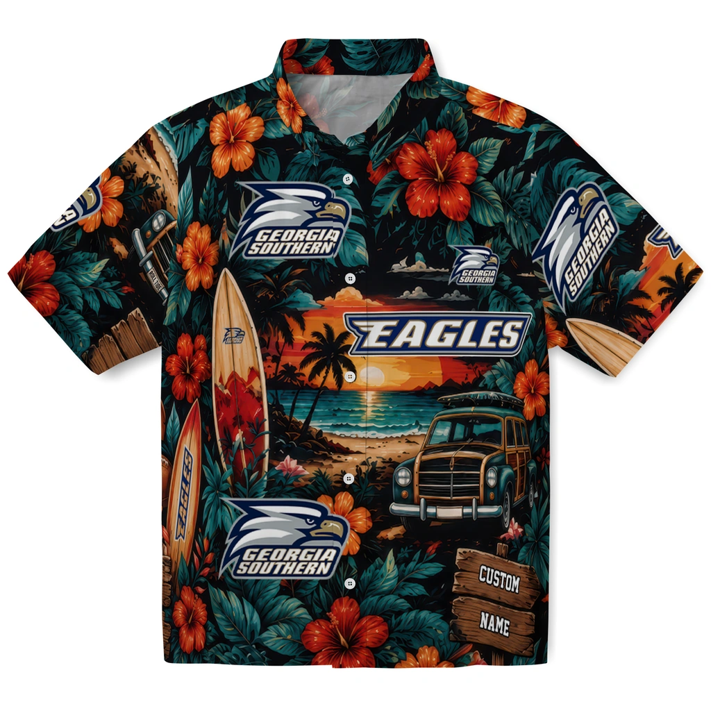 georgia-southern-eagles-hawaiian-shirt-customized-scenic-collage-black-green-best-selling georgia southern eagles hawaiian shirt customized scenic collage black green best selling
