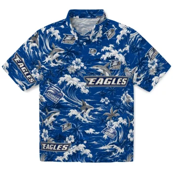 Georgia Southern Eagles Hawaiian Shirt - Personalized Wave Florals Blue