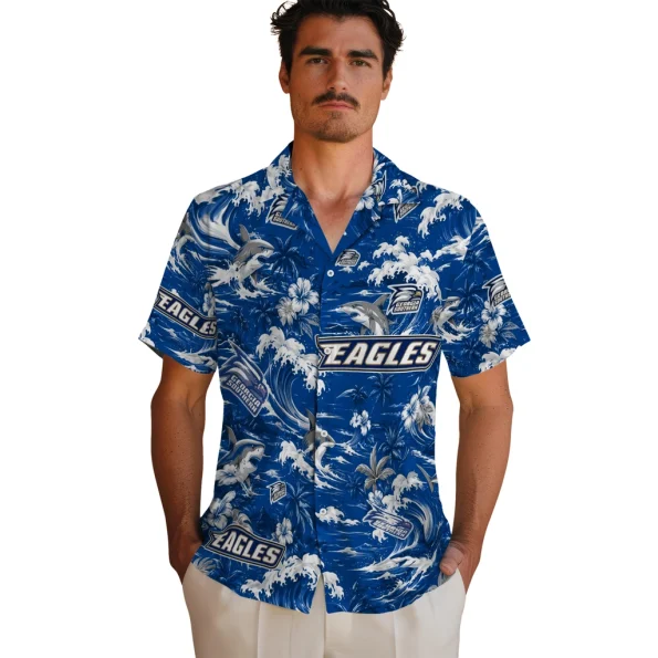 georgia-southern-eagles-hawaiian-shirt-personalized-wave-florals-blue-fashion-forward