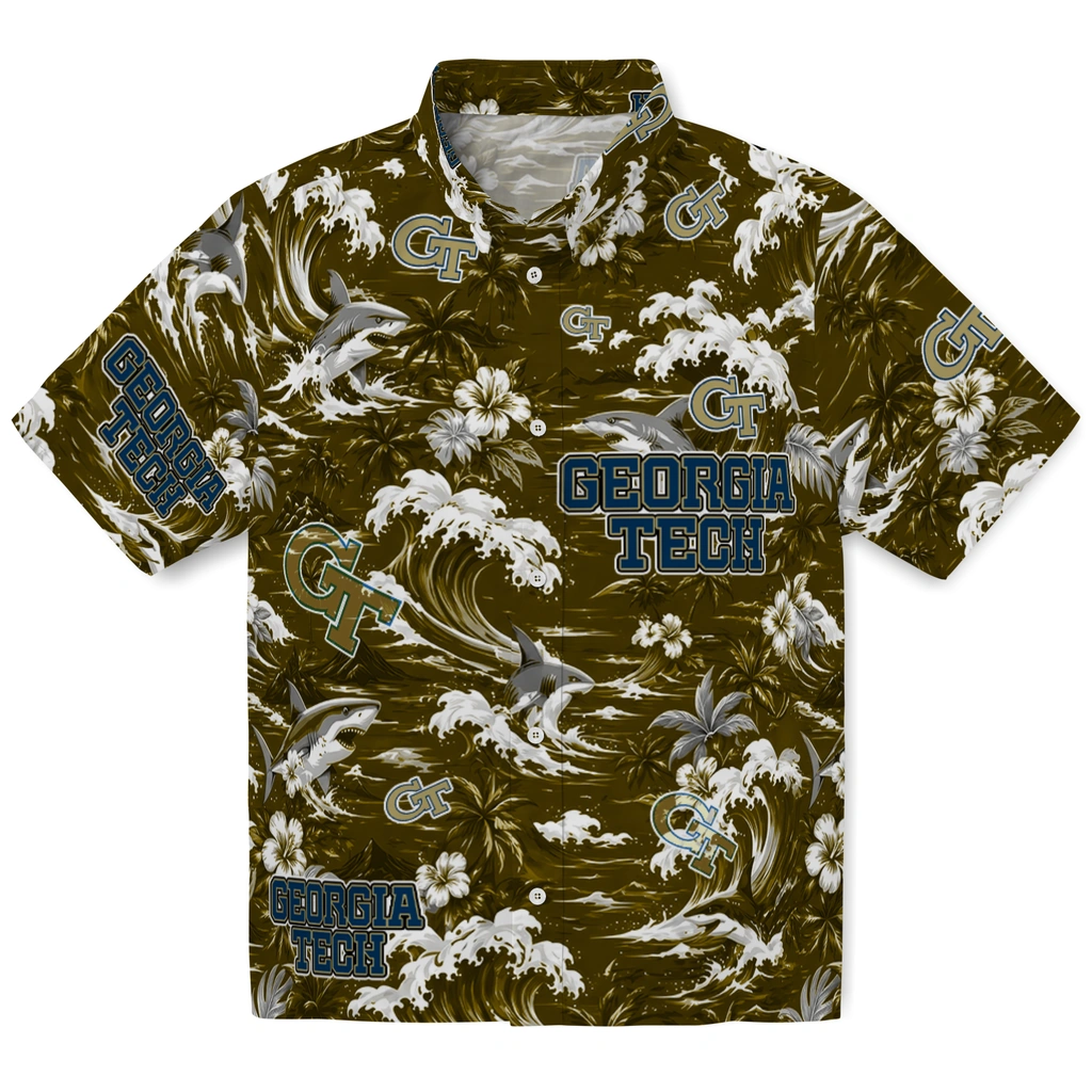 georgia-tech-yellow-jackets-hawaiian-shirt-personalized-wave-florals-gold-best-selling georgia tech yellow jackets hawaiian shirt personalized wave florals gold best selling