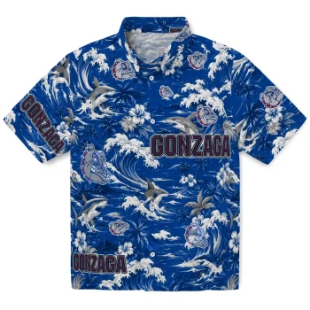 Gonzaga Bulldogs Hawaiian Shirt - Customized Wave Florals Blue