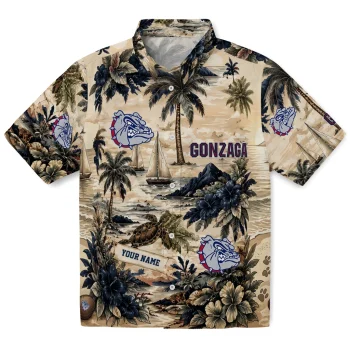 Gonzaga Bulldogs Hawaiian Shirt - Personalized Island Voyage Blue Beige