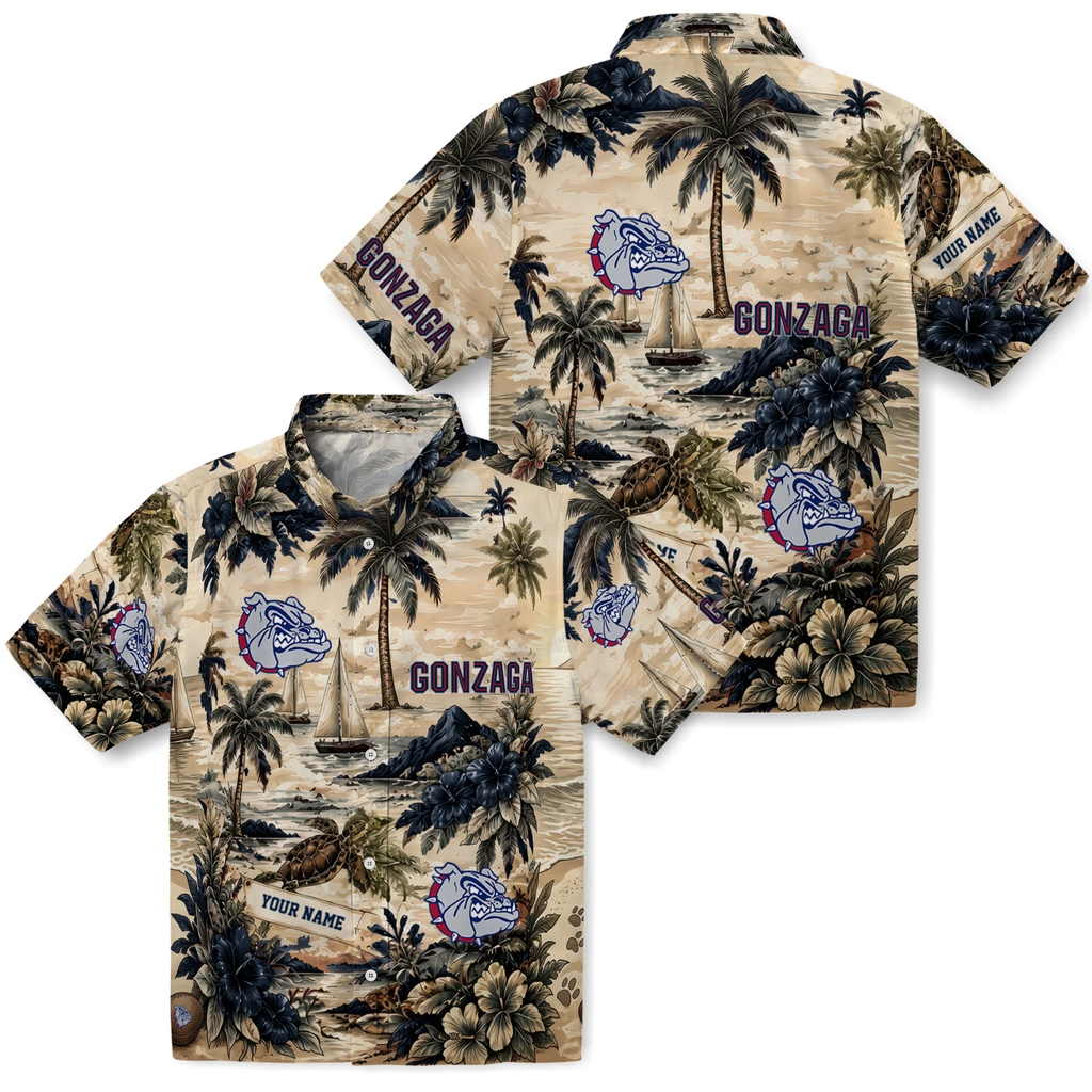 gonzaga-bulldogs-hawaiian-shirt-personalized-island-voyage-blue-beige-high-quality