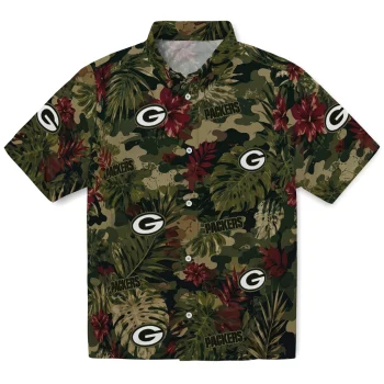 Green Bay Packers Hawaiian Shirt - Customized Foliage Camo Dark Olive Green