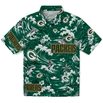 Green Bay Packers Hawaiian Shirt - Customized Wave Florals Green