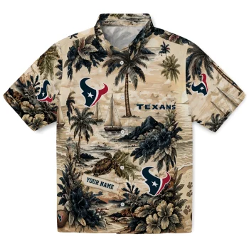 Houston Texans Hawaiian Shirt - Custom Island Voyage Blue Beige