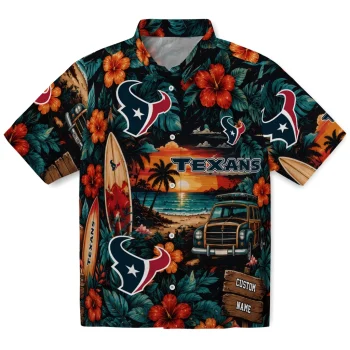 Houston Texans Hawaiian Shirt - Customized Scenic Collage Black Green