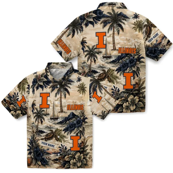 illinois-fighting-illini-hawaiian-shirt-custom-island-voyage-blue-beige-high-quality