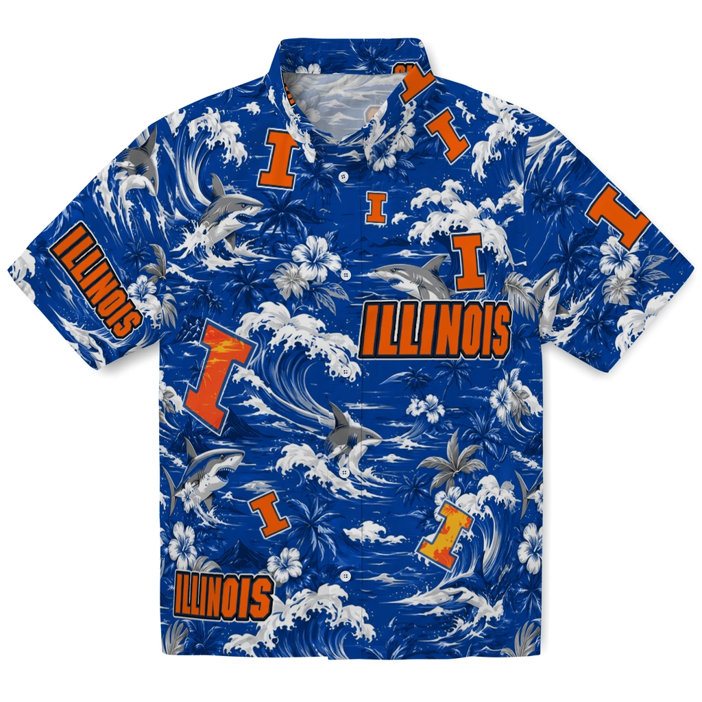 illinois-fighting-illini-hawaiian-shirt-personalized-wave-florals-blue-best-selling illinois fighting illini hawaiian shirt personalized wave florals blue best selling