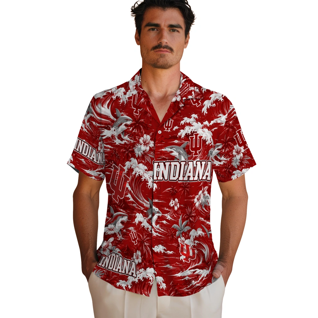 indiana-hoosiers-hawaiian-shirt-customized-wave-florals-red-fashion-forward