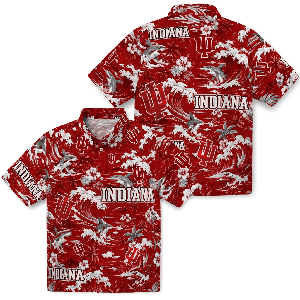 indiana-hoosiers-hawaiian-shirt-customized-wave-florals-red-high-quality