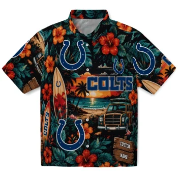 Indianapolis Colts Hawaiian Shirt - Personalized Scenic Collage Black Green