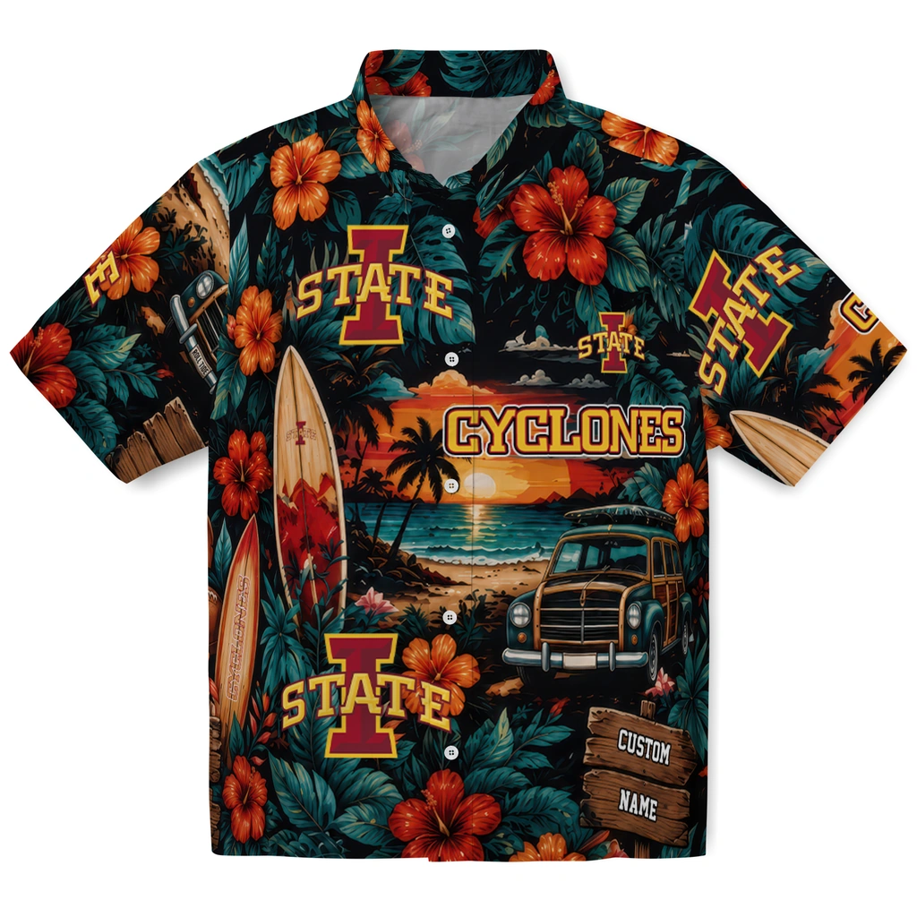 iowa-state-cyclones-hawaiian-shirt-customized-scenic-collage-black-green-best-selling iowa state cyclones hawaiian shirt customized scenic collage black green best selling