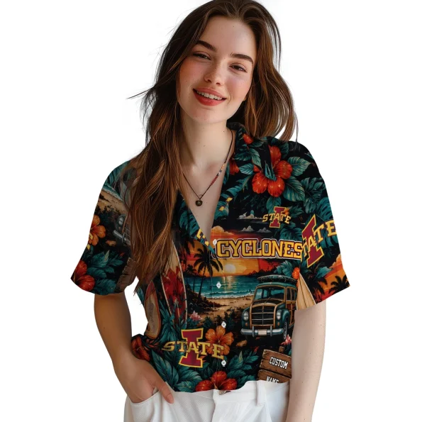 iowa-state-cyclones-hawaiian-shirt-customized-scenic-collage-black-green-latest-model