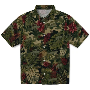 Iowa State Cyclones Hawaiian Shirt - Personalized Foliage Camo Dark Olive Green
