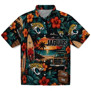Jacksonville Jaguars Hawaiian Shirt - Custom Scenic Collage Black Green