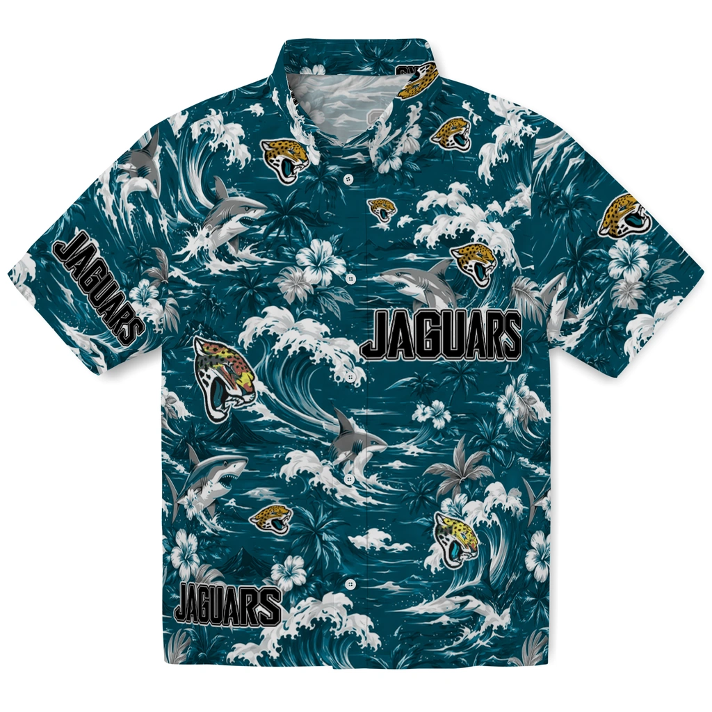 jacksonville-jaguars-hawaiian-shirt-customized-wave-florals-teal-best-selling jacksonville jaguars hawaiian shirt customized wave florals teal best selling
